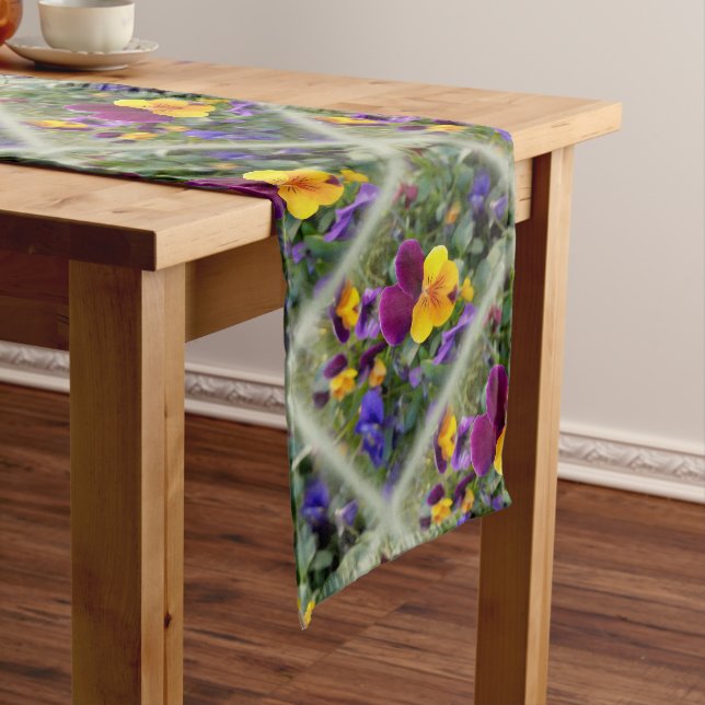 Shining pansies long table runner (In Situ)