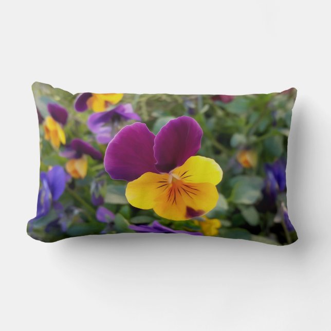 Shining pansies lumbar cushion (Front)