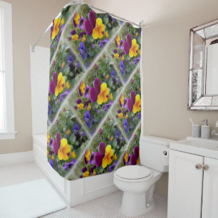 Shining pansies shower curtain