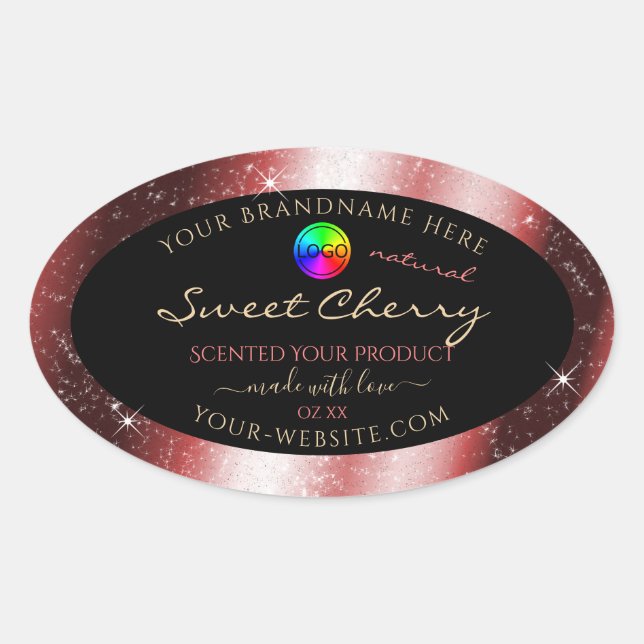 Shining Red Glitter Frame Product Label with Logo (Front)
