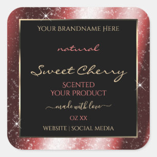 Shining Red Sparkle Glitter Frame Product Label