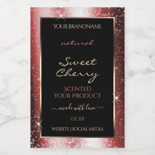 Shining Red Sparkle Glitter Frame Product Label