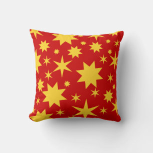 Shining red with golden stars cushion