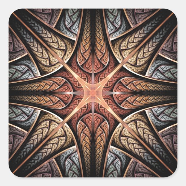 Shining Star Abstract fractal art Square Sticker (Front)