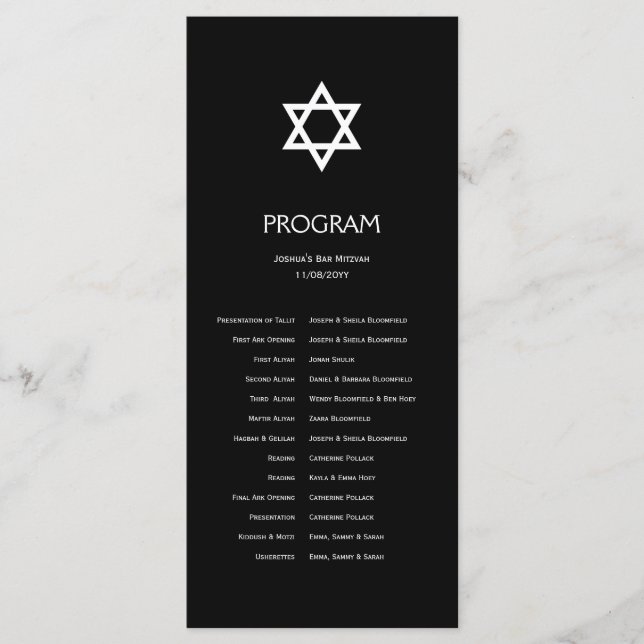 Shining Star Bar/Bat Mitzvah Program Programme (Front)