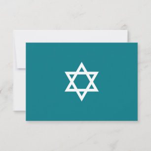 Shining Star Bar Mitzvah RSVP Card in Teal