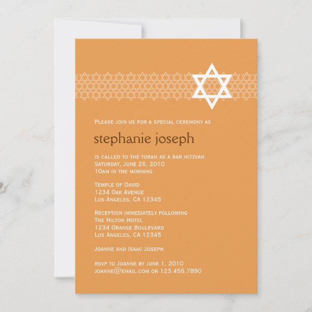 Shining Star Bat Mitzvah Invitation (Front)
