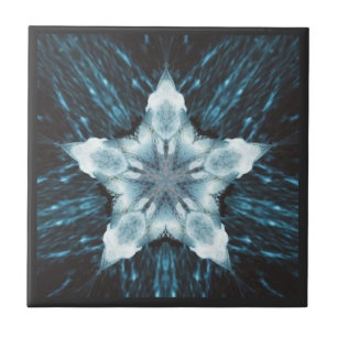 Shining star bright on black and cobalt blue tile
