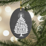 Shining Star Christmas Tree Chalkboard Keepsake<br><div class="desc">Have yourself a merry little Christmas with this festive design! Features a bountiful Christmas tree with "hang a shining star upon the highest bough" inscribed inside, all on a brushed grey chalkboard background. Customise the reverse side with the year for a sweet holiday keepsake. Coordinating items, including Christmas cards, available...</div>
