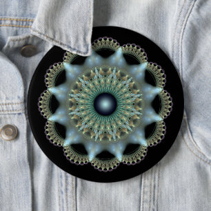 Shining star fractal ornament 6 cm round badge