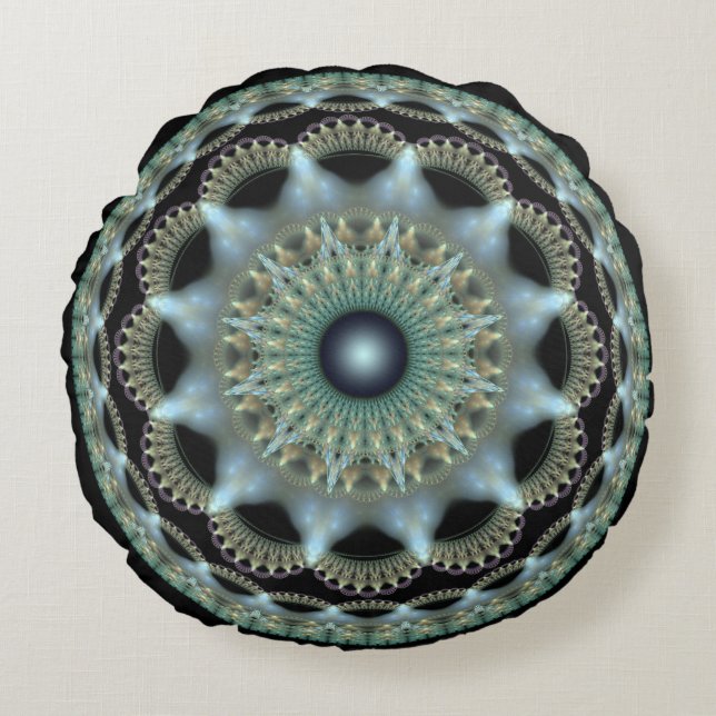 Shining star fractal round ornament round cushion (Front)