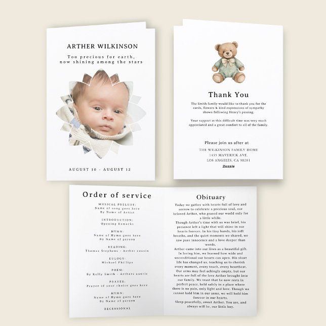 Shining Star Infant Memorial Order of Service Card (Creator Uploaded)