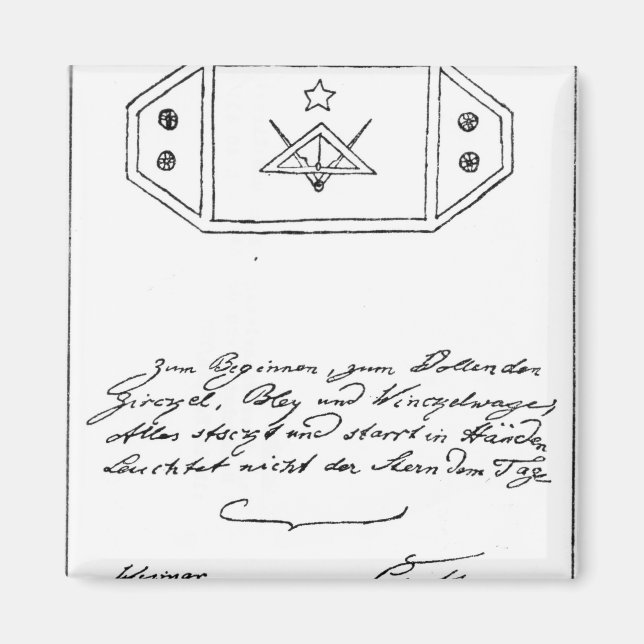 Shining star over square and Compass and lead Magnet (Front)