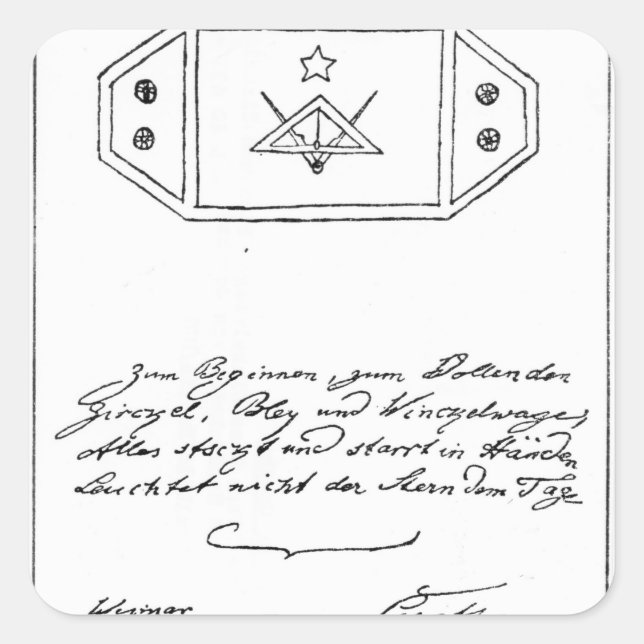 Shining star over square and Compass and lead Sticker (Front)