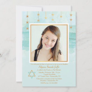 Shining Star Photo Bat Mitzvah Invitation