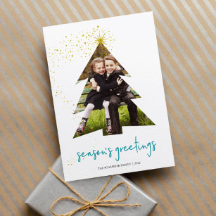 Shining Star   Season's Greetings Photo Holiday Card