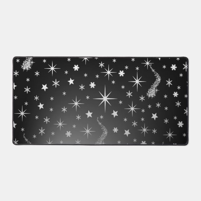Shining stars on the illuminated night sky desk mat (Front)