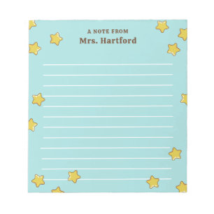 Shining Stars Turquoise Lined A Note From Teacher