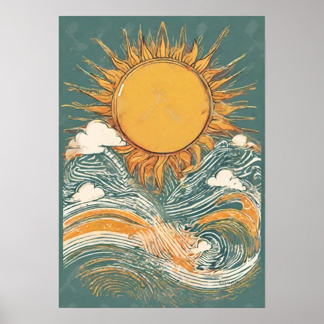 Shining Sun Above Sun Illustration Wall Art Poster (Front)