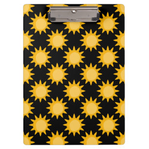 Shining Sun Illustration On Black Pattern Design Clipboard