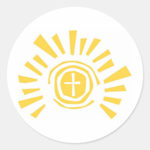 Shining Sun with Cross Cut Out Classic Round Sticker