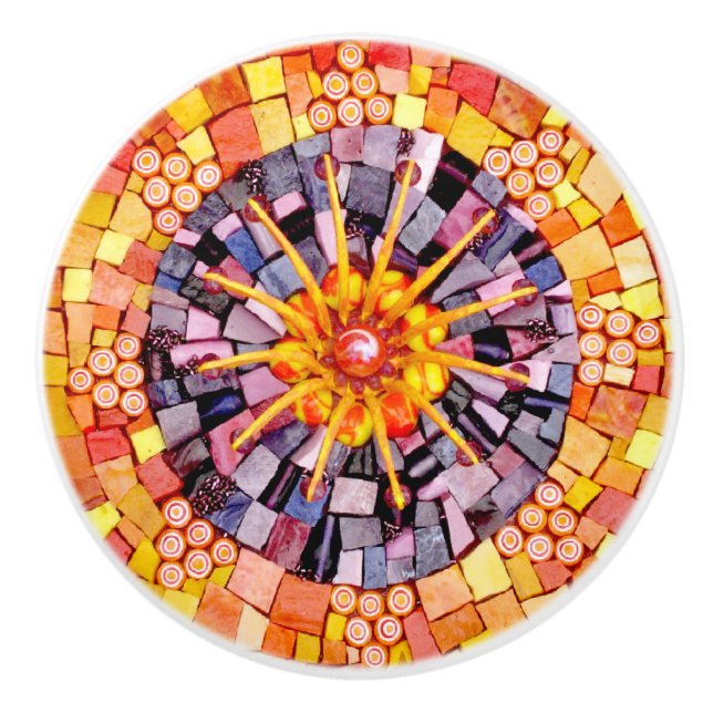 Shining Through Mixed Media Mosaic Ceramic Knob (Front)