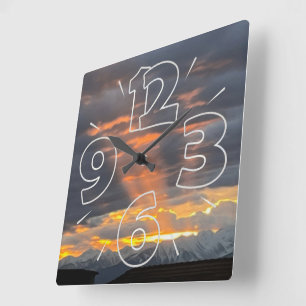 Shining through square wall clock