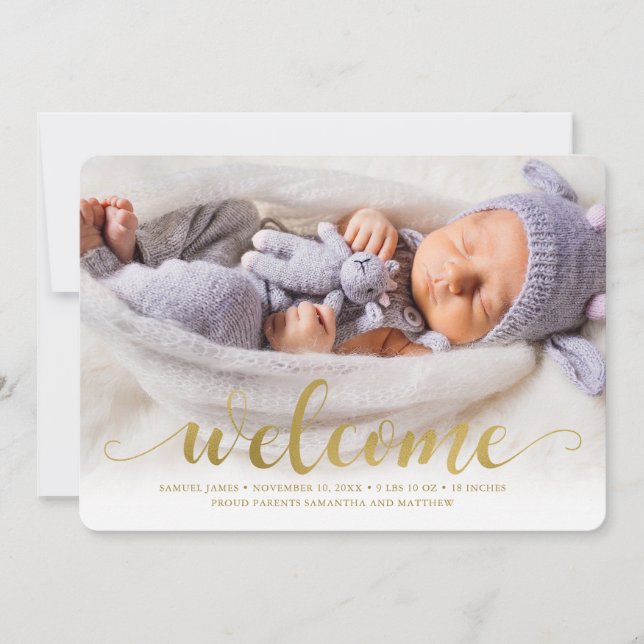 Shining Welcome - Baby Birth Announcement (Front)