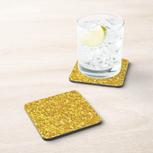 Shining Yellow Glitter Pattern Coaster