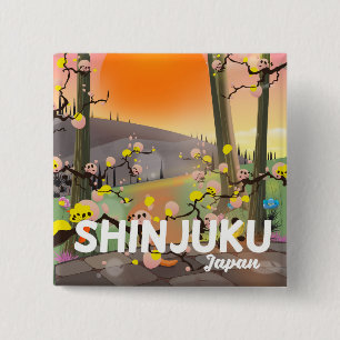 Shinjuku Japan travel poster 15 Cm Square Badge