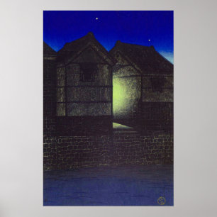 Shinkawa at Night Kawase Hasui Poster