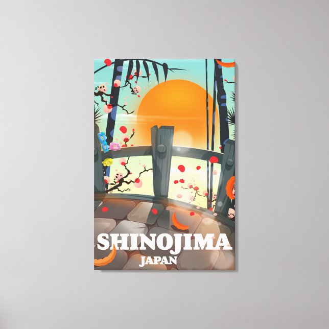 Shinojima travel poster map canvas print (Front)