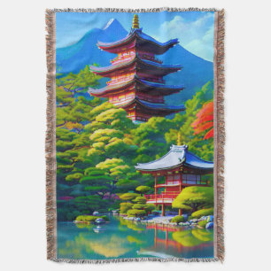 Shinto Serenity: The Garden’s Soul Throw Blanket