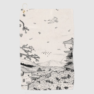 Shinto Shrine Fuji Edo Period Japan Shogun Inspire Golf Towel
