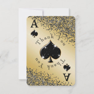 Shiny Ace of Spades & Black Glitter Thank You