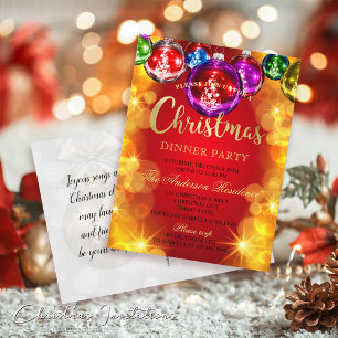 Shiny Baubles Christmas Dinner Party Invitation Postcard