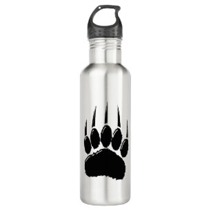 Shiny Black Bear Paw Print 710 Ml Water Bottle