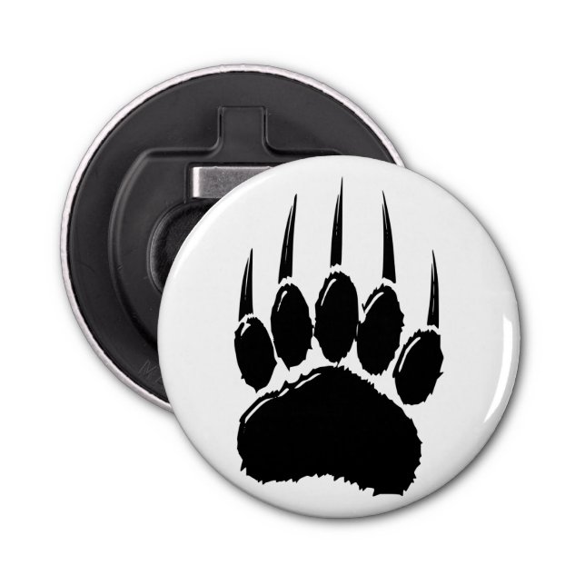 Shiny Black Bear Paw Print Bottle Opener (Front)