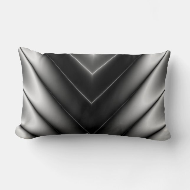 Shiny Black Silk Satin Lumbar Cushion (Front)