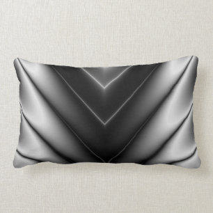 Shiny Black Silk Satin Lumbar Cushion