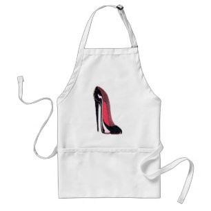 Shiny Black Stiletto Shoe Standard Apron
