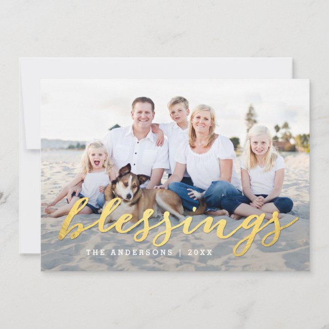 Shiny Blessings Holiday Photo Card (Front)