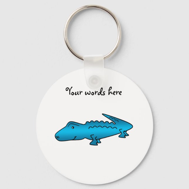 Shiny blue alligator key ring (Front)