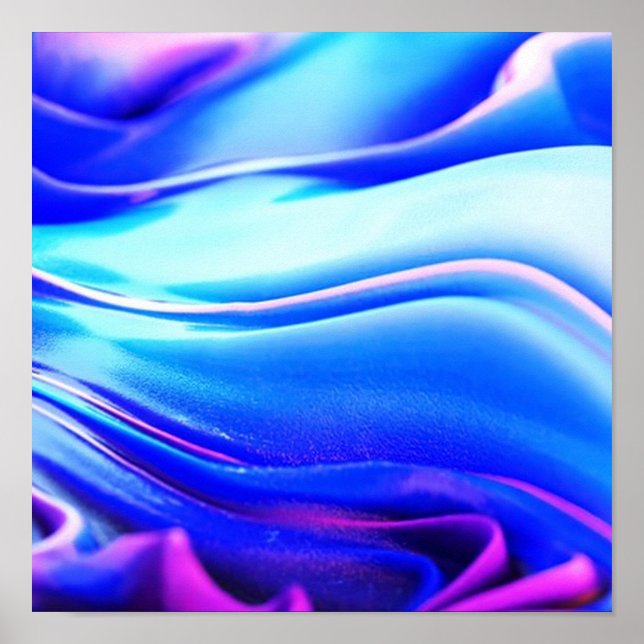 Shiny Blue and Purple Faux Plastic Abstract Poster (Front)