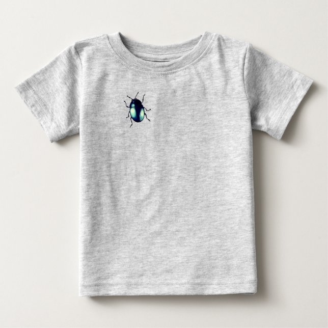 Shiny Blue Beetle Illustration Baby T-Shirt (Front)