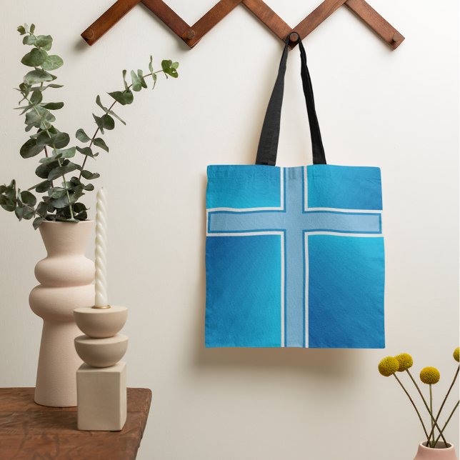 Shiny Blue Cross Tote Bag (Creator Uploaded)