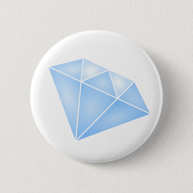 Shiny Blue Diamond Carat 6 Cm Round Badge (Front)
