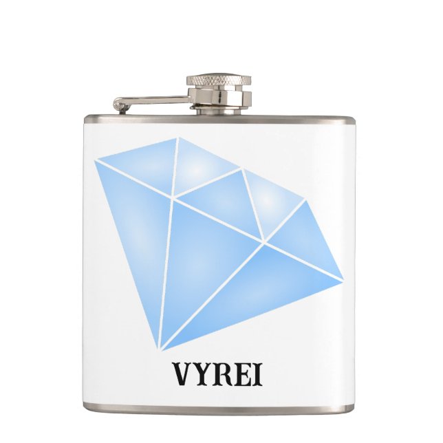 Shiny Blue Diamond Carat Hip Flask (Front)