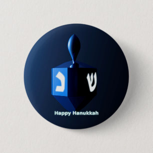 Shiny Blue Dreidel 6 Cm Round Badge