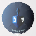 Shiny Blue Dreidel Balloon<br><div class="desc">A modernistic, metallic, blue dreidel against a dark, night-like background. Two of the Hebrew letters found on a dreidel, nun and shin, glow brightly. Add your own text.</div>